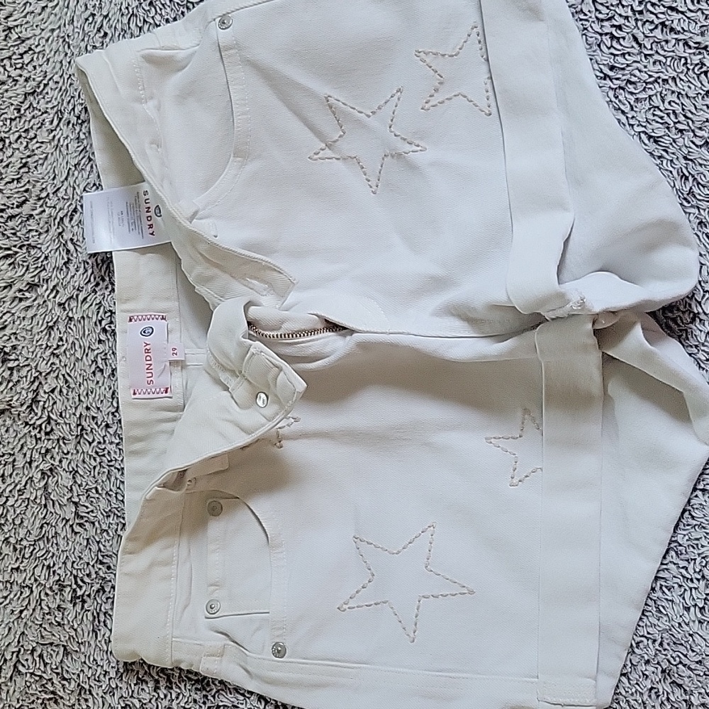 Sundry white denim shorts